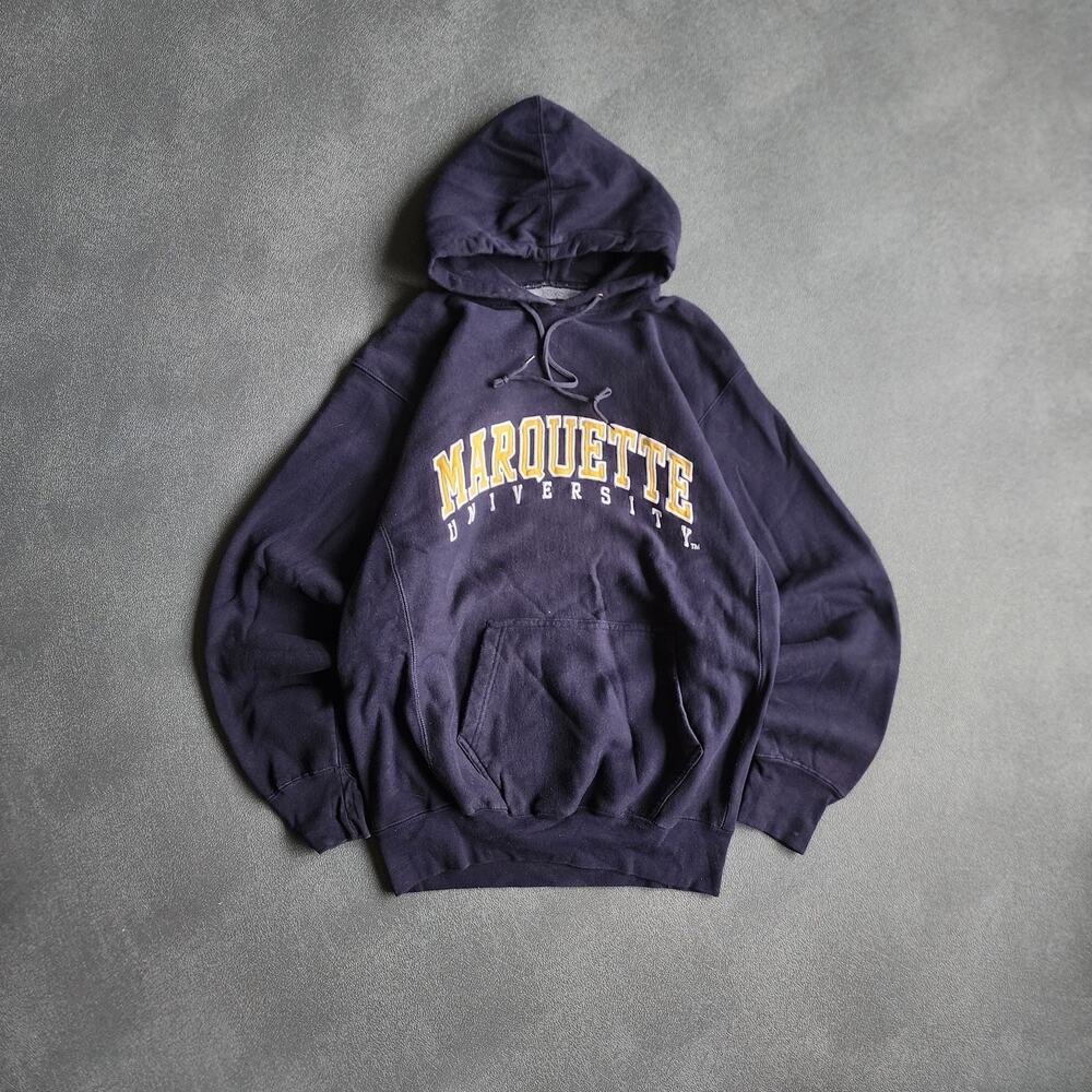 Vintage Marquette Golden Eagles Navy Pullover Hoodie Large